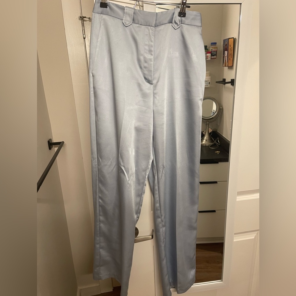 Zara light blue silk trouser -M